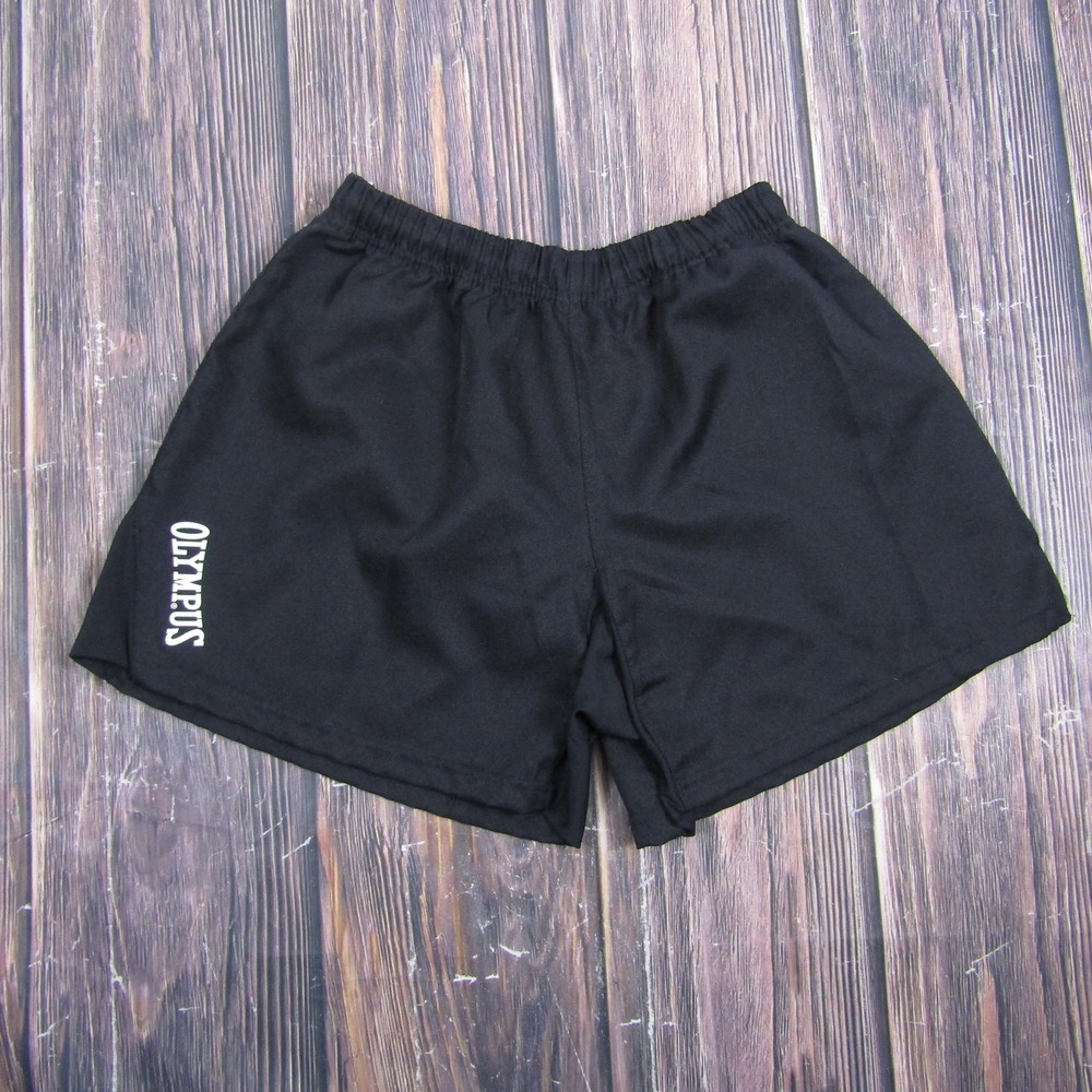Olympus Mens 27 Black Sweat Shorts Rugby Training Elastic Waist Casual Athletic